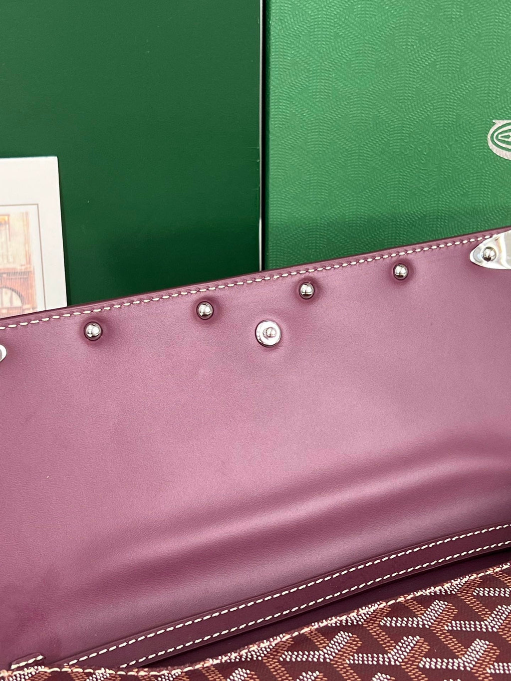 MONTE-CARLO PM CLUTCH 25 IN WINE RED GOYARDINE CANVAS