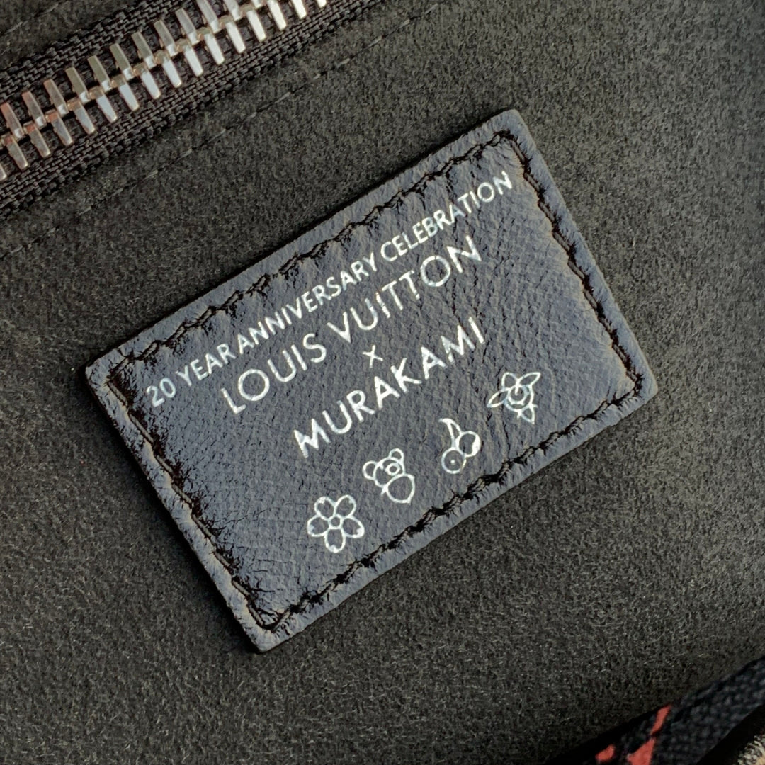LOUIS VUITTON CARRYALL CARGO VIBE PM 33.5 IN BLACK LAMBSKIN COLORFUL MONOGRAM TAG