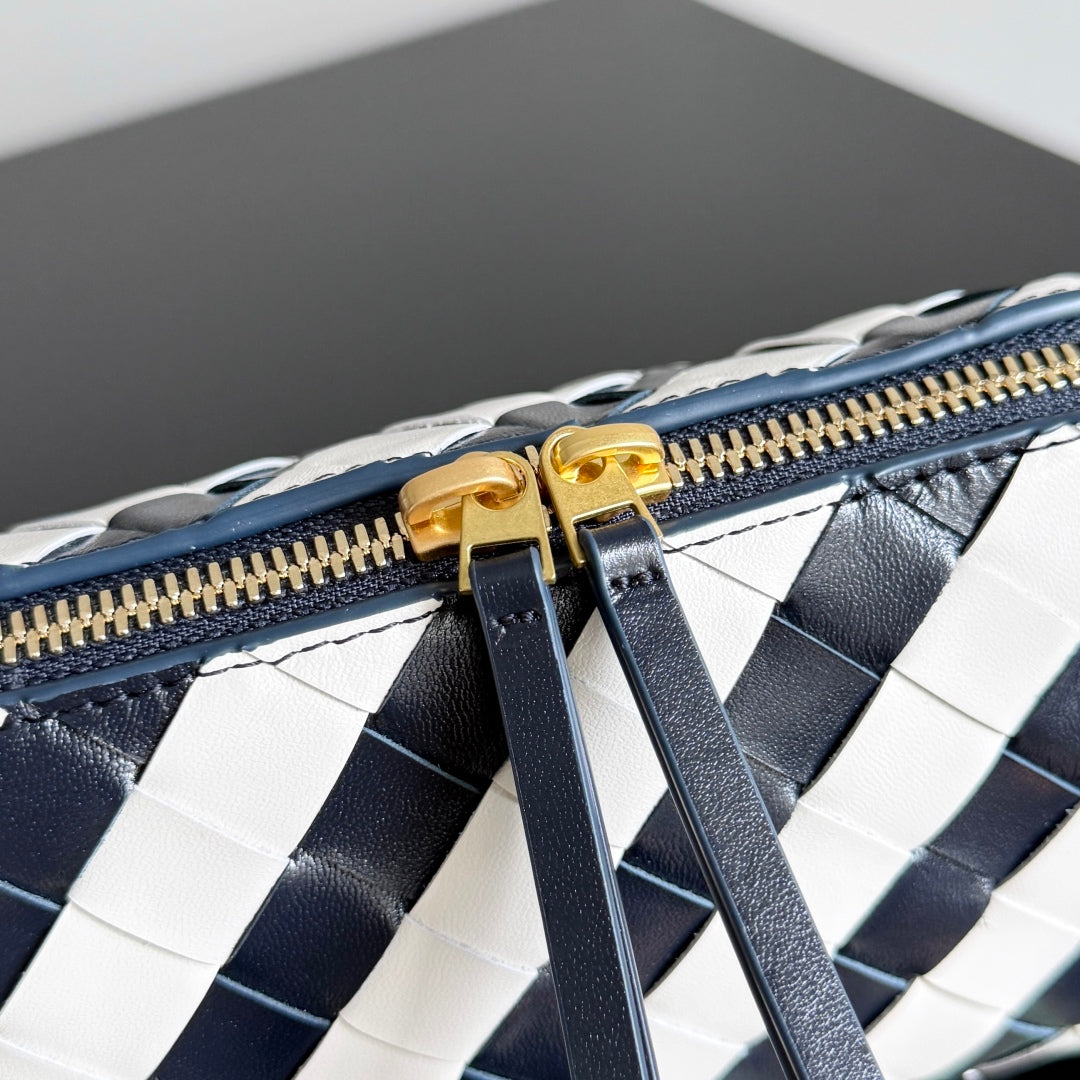 BOTTEGA VENETA 25S CONCERT POUCH 18 IN ZEBRA PATTERN CALFSKIN GOLD HARDWARE