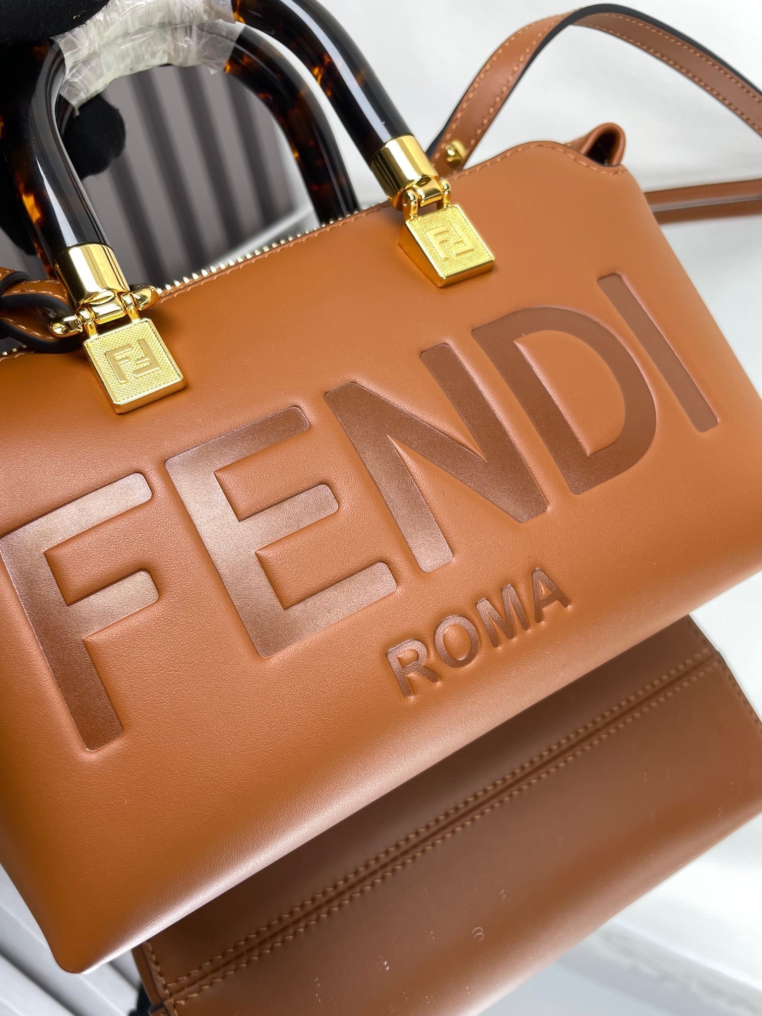 BY THE WAY MINI 18 IN BURNT ORANGE EMBOSSED CALFSKIN GOLD HARDWARE