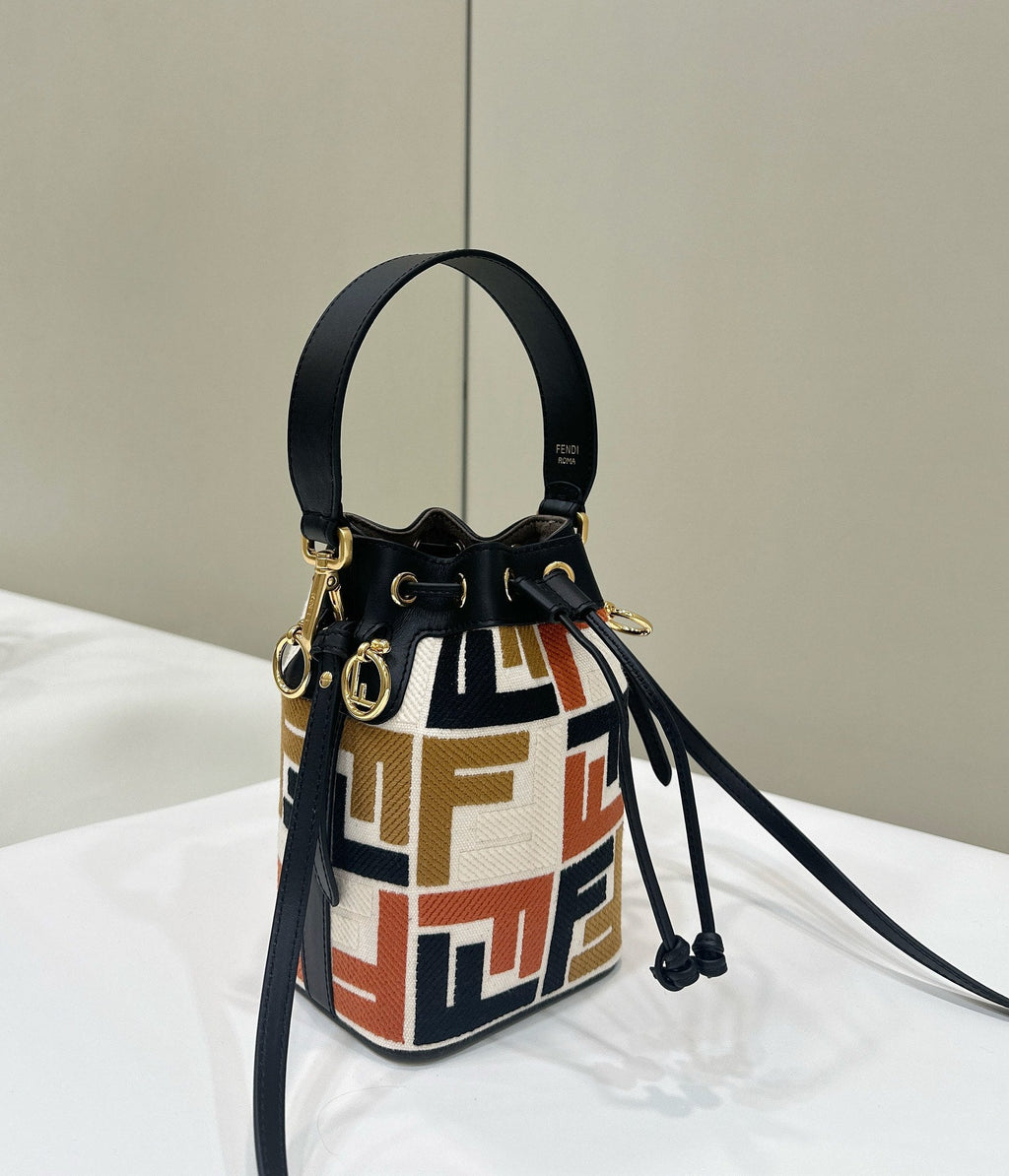 MON TRESOR 18 IN MULTICOLOR CANVAS WITH FF MOTIF EMBROIDERED