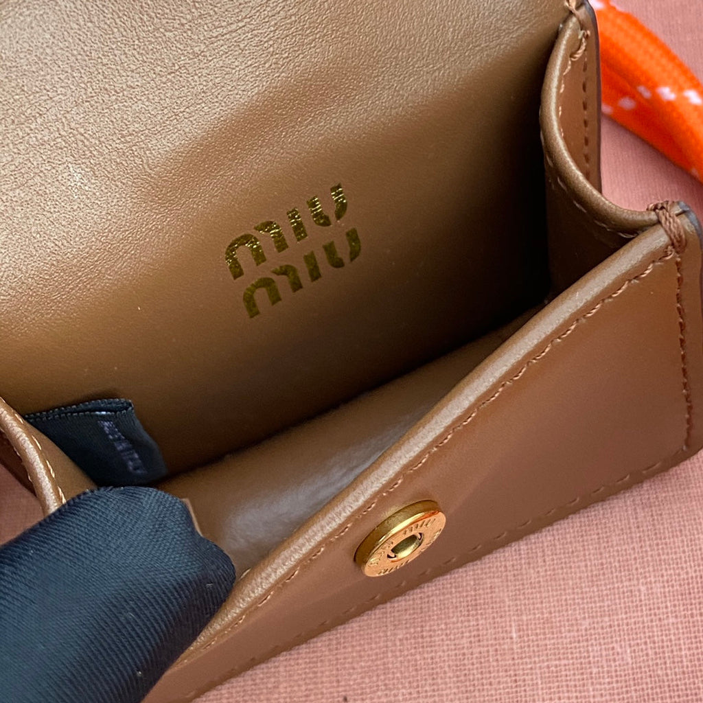 MICRO BAG 7 IN TAWNY BROWN SMOOTH LAMBSKIN GREEN STRAP